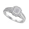 10kt White Gold Womens Round Diamond Square Cluster Bridal Wedding Engagement Ring 1-10 Cttw-Gold & Diamond Engagement & Anniversary Rings-JadeMoghul Inc.