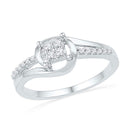 10kt White Gold Women's Round Diamond Square Cluster Bridal Wedding Engagement Ring 1/6 Cttw - FREE Shipping (US/CAN)-Gold & Diamond Engagement & Anniversary Rings-5-JadeMoghul Inc.