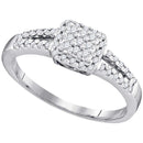 10kt White Gold Womens Round Diamond Square Cluster Ring 1-4 Cttw-Gold & Diamond Cluster Rings-JadeMoghul Inc.