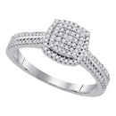 10kt White Gold Women's Round Diamond Square Cluster Ring 1/3 Cttw - FREE Shipping (US/CAN)-Gold & Diamond Cluster Rings-5-JadeMoghul Inc.