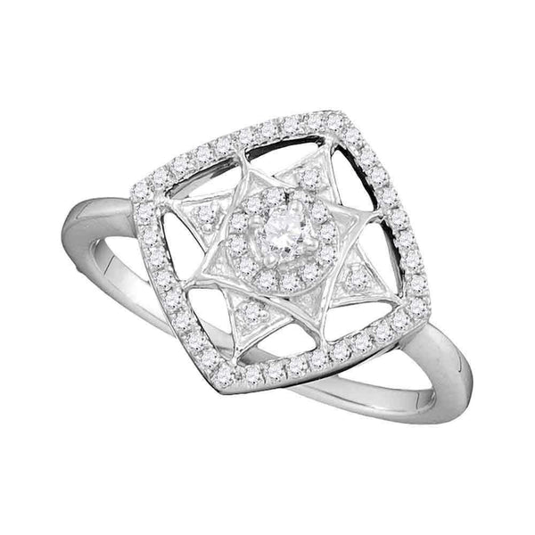 10kt White Gold Women's Round Diamond Square Fashion Ring 1/3 Cttw - FREE Shipping (US/CAN)-Gold & Diamond Fashion Rings-5-JadeMoghul Inc.