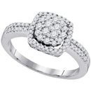 10kt White Gold Women's Round Diamond Square Frame Cluster Ring 1/2 Cttw - FREE Shipping (US/CAN)-Rings And Bands-5-JadeMoghul Inc.
