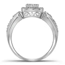 10kt White Gold Women's Round Diamond Square Halo Cluster Ring 1/5 Cttw - FREE Shipping (US/CAN)-Gold & Diamond Cluster Rings-5.5-JadeMoghul Inc.