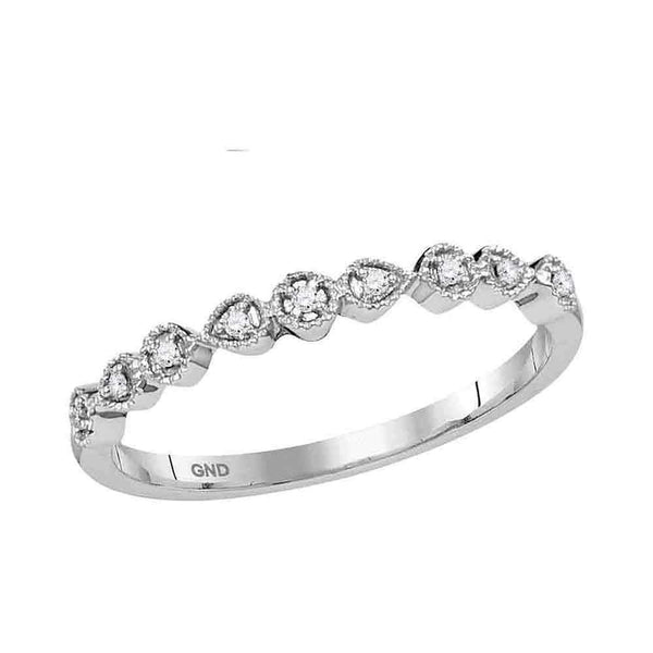 10kt White Gold Womens Round Diamond Stackable Band Ring 1-20 Cttw-Gold & Diamond Bands-JadeMoghul Inc.