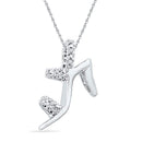 10kt White Gold Women's Round Diamond Stiletto Shoe Pendant 1-20 Cttw - FREE Shipping (US/CAN)-Pendants And Necklaces-JadeMoghul Inc.