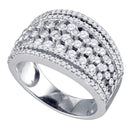 10kt White Gold Women's Round Diamond Symmetrical Fashion Band Ring 1-1/5 Cttw - FREE Shipping (US/CAN)-Rings And Bands-5-JadeMoghul Inc.