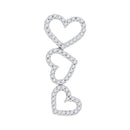 10kt White Gold Women's Round Diamond Triple Cascading Heart Outline Pendant 1-5 Cttw - FREE Shipping (US/CAN)-Gold & Diamond Pendants & Necklaces-JadeMoghul Inc.