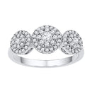 10kt White Gold Women's Round Diamond Triple Cluster Fashion Ring 1/2 Cttw - FREE Shipping (US/CAN)-Gold & Diamond Cluster Rings-6.5-JadeMoghul Inc.