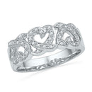 10kt White Gold Womens Round Diamond Triple Heart Band Ring 1/5 Cttw-Gold & Diamond Heart Rings-5.5-JadeMoghul Inc.