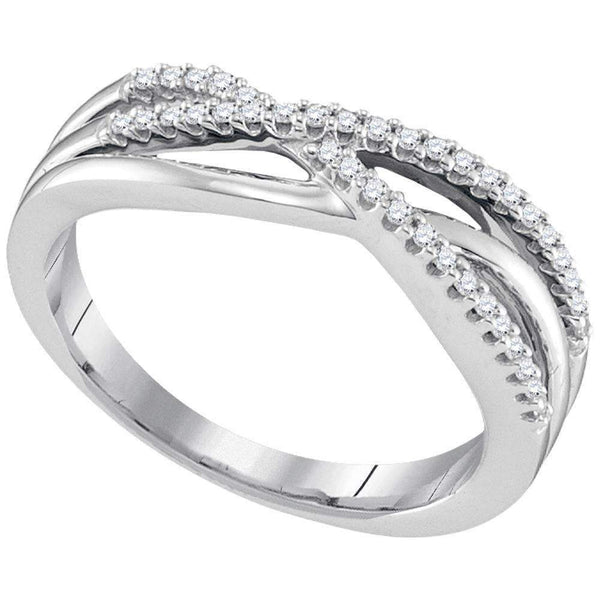 10kt White Gold Womens Round Diamond Triple Strand Crossover Band Ring 1-6 Cttw-Gold & Diamond Bands-JadeMoghul Inc.