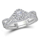 10kt White Gold Women's Round Diamond Twist Bridal Wedding Engagement Ring Band Set 1/2 Cttw - FREE Shipping (US/CAN)-Wedding Jewelry-5-JadeMoghul Inc.