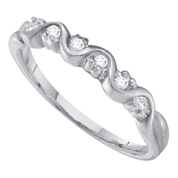 10kt White Gold Women's Round Diamond Wavy Band Ring 1-10 Cttw - FREE Shipping (US/CAN)-Gold & Diamond Bands-JadeMoghul Inc.