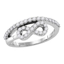 10kt White Gold Women's Round Diamond Woven Infinity Band Ring 1/2 Cttw - FREE Shipping (US/CAN)-Gold & Diamond Rings-5-JadeMoghul Inc.