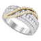 10kt White Gold Women's Round Diamond Yellow-tone Crossover Stripe Band Ring 1.00 Cttw - FREE Shipping (US/CAN)-Gold & Diamond Bands-5-JadeMoghul Inc.