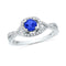 10kt White Gold Women's Round Lab-Created Blue Sapphire Solitaire Diamond Ring 1/5 Cttw - FREE Shipping (US/CAN)-Gold & Diamond Fashion Rings-5-JadeMoghul Inc.