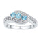 10kt White Gold Women's Round Lab-Created Blue Topaz 3-stone Diamond Ring 1/2 Cttw - FREE Shipping (US/CAN)-Gold & Diamond Fashion Rings-5-JadeMoghul Inc.