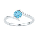 10kt White Gold Women's Round Lab-Created Blue Topaz Solitaire Ring 7/8 Cttw - FREE Shipping (US/CAN)-Rings And Bands-5-JadeMoghul Inc.