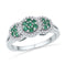 10kt White Gold Women's Round Lab-Created Emerald Diamond Cluster Ring 3/8 Cttw - FREE Shipping (US/CAN)-Gold & Diamond Fashion Rings-6-JadeMoghul Inc.