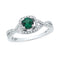 10kt White Gold Women's Round Lab-Created Emerald Solitaire Diamond Ring 3/4 Cttw - FREE Shipping (US/CAN)-Gold & Diamond Fashion Rings-5-JadeMoghul Inc.