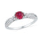 10kt White Gold Women's Round Lab-Created Ruby Solitaire Diamond Split-shank Ring 3/4 Cttw - FREE Shipping (US/CAN)-Gold & Diamond Fashion Rings-5-JadeMoghul Inc.