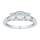 10kt White Gold Womens Round Lab-Created White Sapphire 3-stone Ring 1-3/8 Cttw-Gold & Diamond Fashion Rings-10-JadeMoghul Inc.