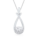 10kt White Gold Women's Round Lab-Created White Sapphire Solitaire Twist Pendant 5-8 Cttw - FREE Shipping (US/CAN)-Gold & Diamond Pendants & Necklaces-JadeMoghul Inc.