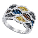10kt White Gold Women's Round Multicolor Enhanced Diamond Fashion Ring 3/4 Cttw - FREE Shipping (US/CAN)-Rings And Bands-5-JadeMoghul Inc.