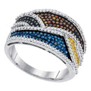 10kt White Gold Women's Round Multicolor Enhanced Diamond Fashion Ring 3/4 Cttw - FREE Shipping (US/CAN)-Rings And Bands-5-JadeMoghul Inc.