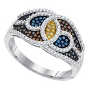10kt White Gold Women's Round Multicolor Enhanced Diamond Swirl Fashion Ring 1/2 Cttw - FREE Shipping (US/CAN)-Rings And Bands-5-JadeMoghul Inc.