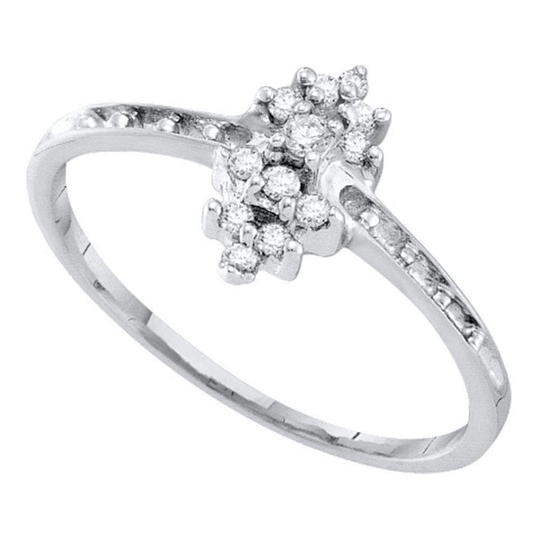10kt White Gold Women's Round Orong-set Diamond Small Cluster Ring 1/8 Cttw - FREE Shipping (US/CAN)-Gold & Diamond Cluster Rings-5-JadeMoghul Inc.