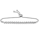 10kt White Gold Women's Round Pave-set Diamond Single Row Bolo Bracelet 1-2 Cttw - FREE Shipping (US/CAN)-Gold & Diamond Bracelets-JadeMoghul Inc.