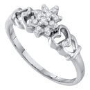 10kt White Gold Women's Round Prong-set Diamond Small Cluster Ring 1/8 Cttw - FREE Shipping (US/CAN)-Rings And Bands-5-JadeMoghul Inc.