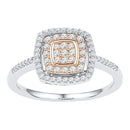 10kt White Rose-tone Gold Women's Round Diamond Square Frame Cluster Ring 3/8 Cttw - FREE Shipping (US/CAN)-Rings And Bands-5-JadeMoghul Inc.