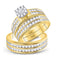 10kt Yellow Gold His & Hers Diamond Cluster Matching Bridal Wedding Ring Band Set 1-1/5 Cttw-Gold & Diamond Wedding Jewelry-JadeMoghul Inc.