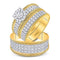 10kt Yellow Gold His & Hers Diamond Solitaire Wheat Matching Bridal Wedding Ring Set 7/8 Cttw-Gold & Diamond Wedding Jewelry-JadeMoghul Inc.
