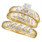 10kt Yellow Gold His & Hers Round Diamond Solitaire Matching Bridal Wedding Ring Band Set 1/12 Cttw-Gold & Diamond Trio Sets-5-JadeMoghul Inc.
