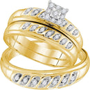 10kt Yellow Gold His & Hers Round Diamond Solitaire Matching Bridal Wedding Ring Band Set 1/3 Cttw - FREE Shipping (US/CAN)-Gold & Diamond Trio Sets-5-JadeMoghul Inc.