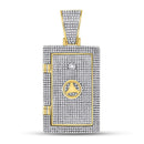 10kt Yellow Gold Mens Diamond Bank Safe Vault Charm Pendant 1-1/3 Cttw-Gold & Diamond Men Charms & Pendants-JadeMoghul Inc.