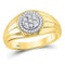 10kt Yellow Gold Mens Diamond Circle Cluster Ring 1/10 Cttw-Gold & Diamond Men Rings-JadeMoghul Inc.