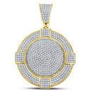 10kt Yellow Gold Mens Diamond Circle Frame Medallion Charm Pendant 7/8 Cttw-Gold & Diamond Men Charms & Pendants-JadeMoghul Inc.