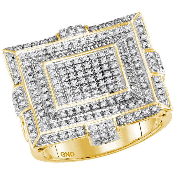 10kt Yellow Gold Mens Diamond Cluster Fashion Ring 5/8 Cttw-Gold & Diamond Men Rings-JadeMoghul Inc.