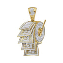 10kt Yellow Gold Mens Diamond Dollar Bill Toilet Paper Roll Charm Pendant 2-7/8 Cttw-Gold & Diamond Men Charms & Pendants-JadeMoghul Inc.