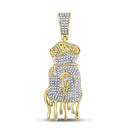 10kt Yellow Gold Mens Diamond Dripping Money Bag Charm Pendant 1/2 Cttw-Gold & Diamond Men Charms & Pendants-JadeMoghul Inc.