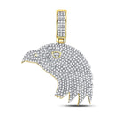 10kt Yellow Gold Mens Diamond Eagle Head Charm Pendant 1.00 Cttw-Gold & Diamond Men Charms & Pendants-JadeMoghul Inc.