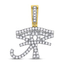 10kt Yellow Gold Mens Diamond Eye of Ra Charm Pendant 7/8 Cttw-Gold & Diamond Men Charms & Pendants-JadeMoghul Inc.