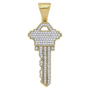 10kt Yellow Gold Mens Diamond Key Charm Fashion Pendant 5-8 Cttw - FREE Shipping (US/CAN)-Gold & Diamond Men Charms & Pendants-JadeMoghul Inc.