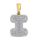 10kt Yellow Gold Mens Diamond Letter I Bubble Initial Charm Pendant 1/2 Cttw-Gold & Diamond Men Charms & Pendants-JadeMoghul Inc.