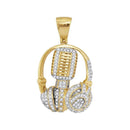 10kt Yellow Gold Mens Diamond Mic Headphone DJ Music Charm Pendant 1.00 Cttw-Gold & Diamond Men Charms & Pendants-JadeMoghul Inc.