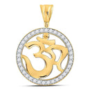 10kt Yellow Gold Mens Diamond Om Circle Hindu Atman Charm Pendant 1.00 Cttw-Gold & Diamond Men Charms & Pendants-JadeMoghul Inc.