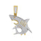 10kt Yellow Gold Mens Diamond Shark Nautical Charm Fashion Pendant 1 & 1-2 Cttw-Gold & Diamond Men Charms & Pendants-JadeMoghul Inc.